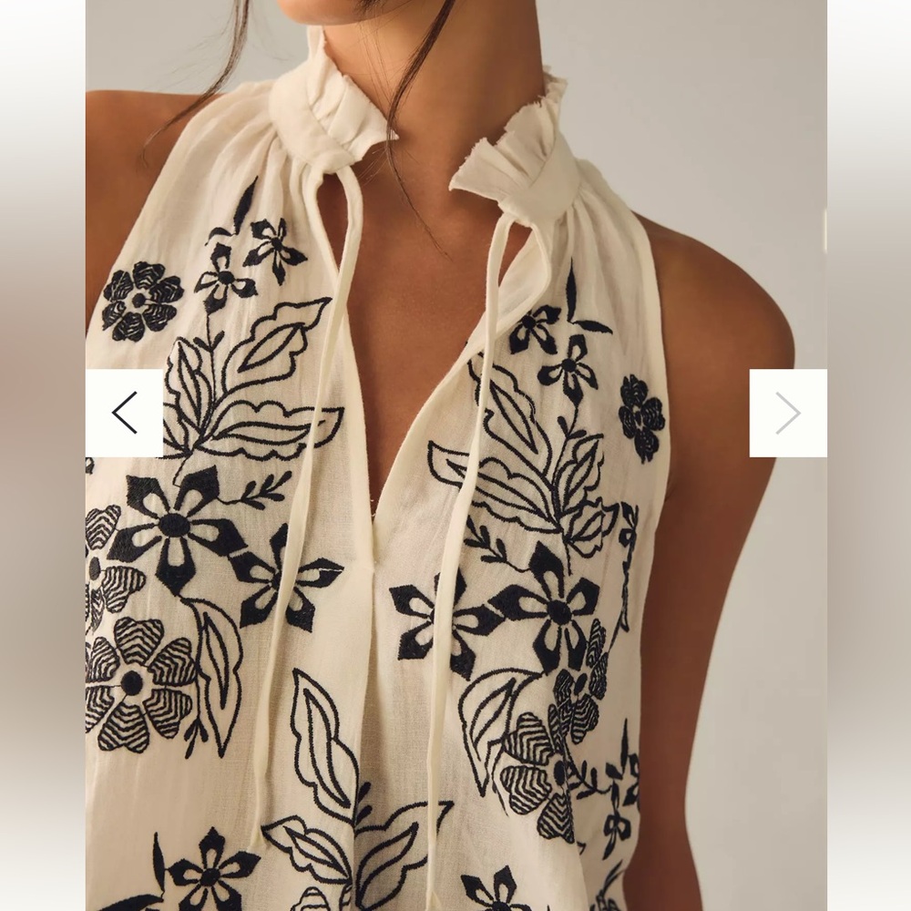 ANTHRO Tavi embroidered tank blouse with tie front, swing style by Pilcro NEW - Picture 4 of 16